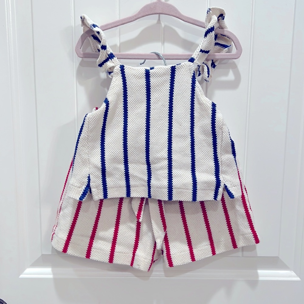 Zara Set Shorts & Crop Top Red White & Blue